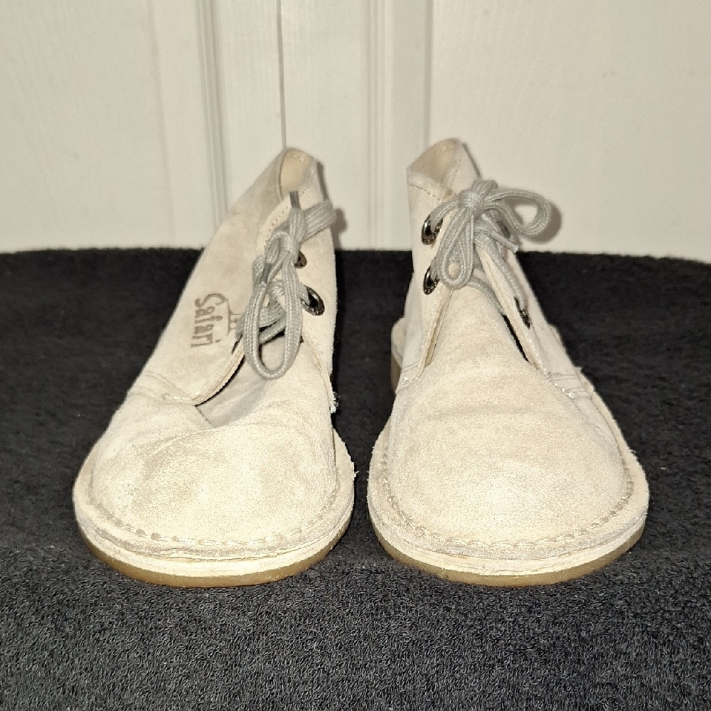 Bata Safari Lace-Up Suede Leather Boots - Cream - 8½ - Picture 3 of 9